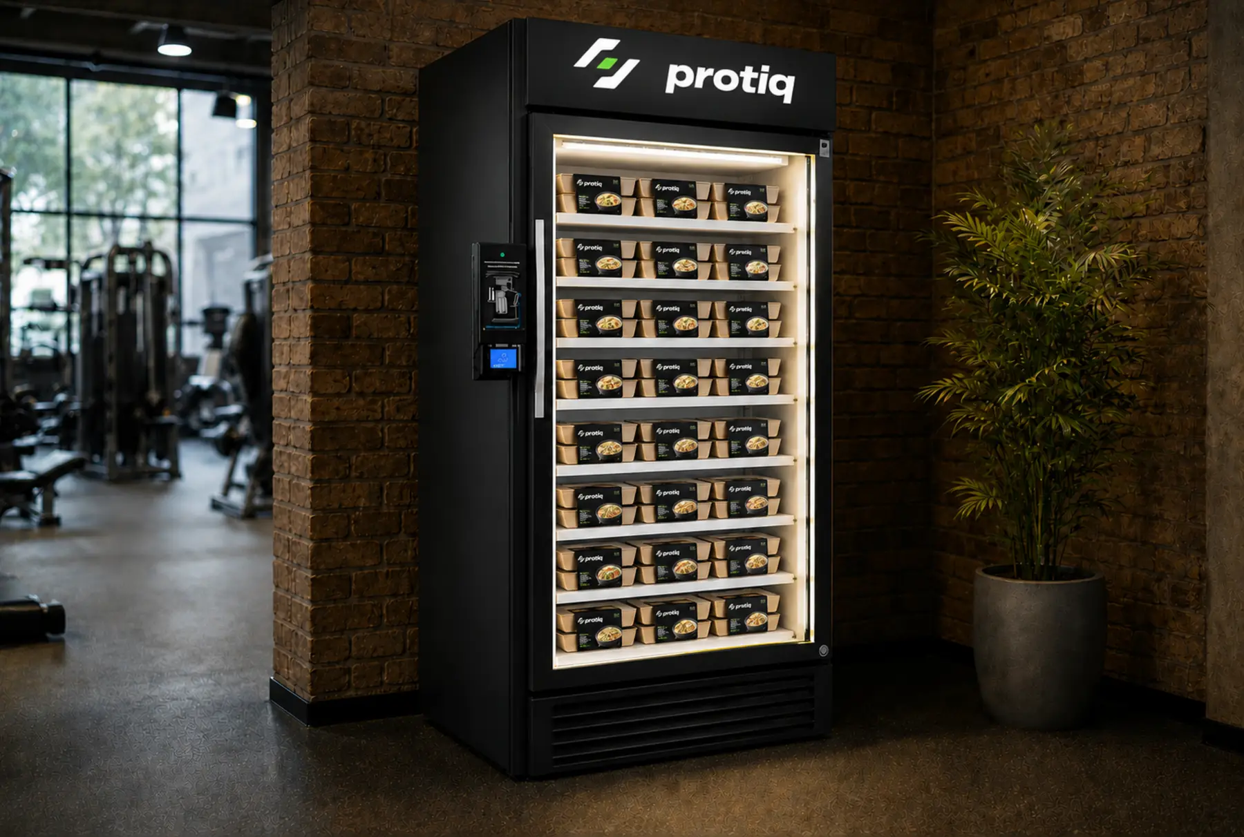 protiq Smart Fridge in einem Fitnessstudio